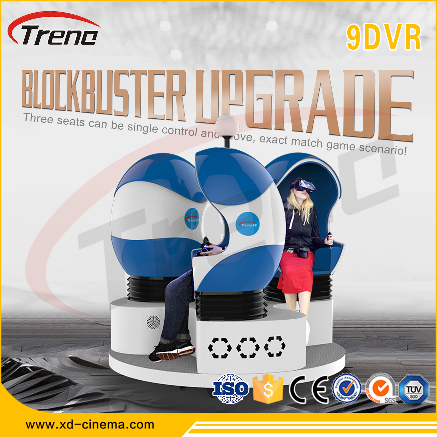 360 ° Döner Platform 9D VR Ekipmanı 6 Seater 9D Eylem Sinema CE Sertifikası