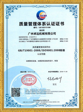 Çin Zhuoyuan Co.,Ltd Sertifikalar