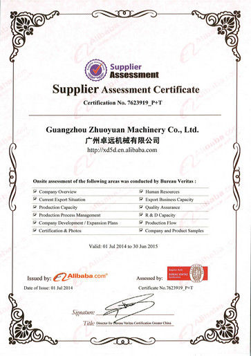 Çin Zhuoyuan Co.,Ltd Sertifikalar