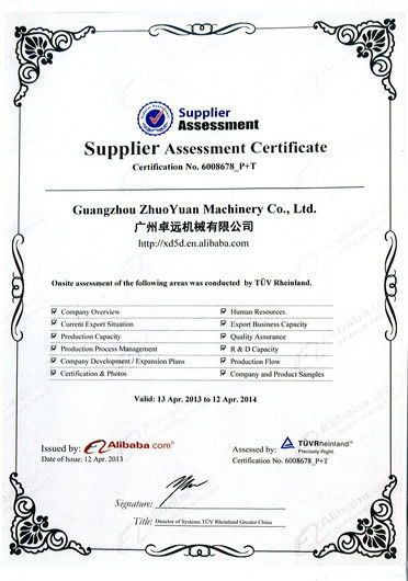 Çin Zhuoyuan Co.,Ltd Sertifikalar